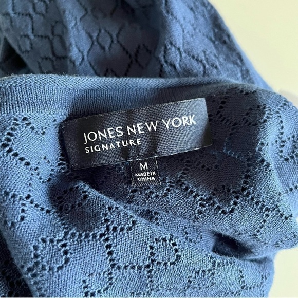 Jones New York Blue Open Front Pointelle Cardigan Size M - Picture 8 of 10